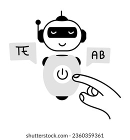 Get doodle icon of robot translator 