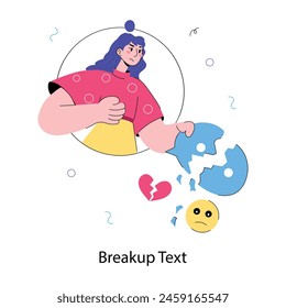 Get a doodle mini illustration of breakup text 