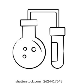 Get a drawing icon of lab test flask and tube