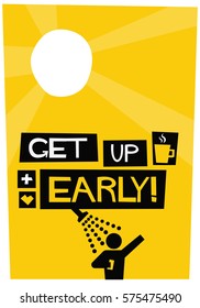Get Up Early (Flat Style Vector Illustration Sunrise Poster Design)

