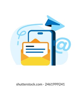 get email marketing, digital campaign messages with smartphone concept illustration flat design. simple modern graphic element for empty state ui, infographic, icon