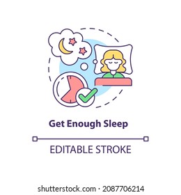 Get enough sleep concept icon. Mental health during pregnancy abstract idea thin line illustration. Consistent sleep schedule. Stress reduction. Vector isolated outline color drawing. Editable stroke