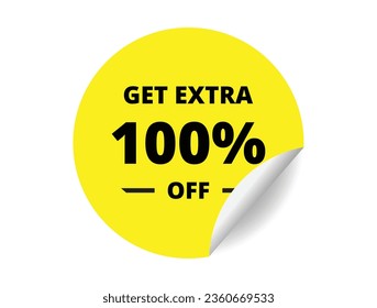 Get Extra 100% off Sale. 100 Percent circle sticker banner, badge symbol vector illustration