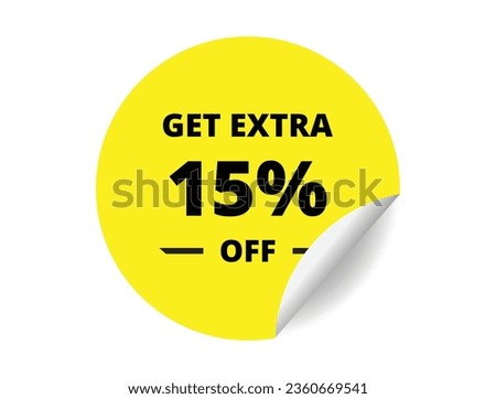 Get Extra 15% off Sale. 15 Percent circle sticker banner, badge symbol vector illustration