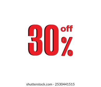 Get Extra 30% off sign. Discount offer price sign. Discount tag for shopping, marketing, advertisement, banner and web. Vector Isolated illustration.