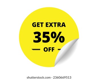 Get Extra 35% off Sale. 35 Percent circle sticker banner, badge symbol vector illustration