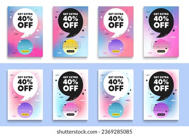 Get Extra 40 percent off Sale. Poster frame with quote. Discount offer price sign. Special offer symbol. Save 40 percentages. Extra discount flyer message with comma. Vector