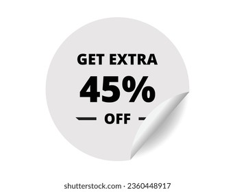 Get Extra 45% off Sale. 45 Percent circle sticker banner, badge symbol vector illustration