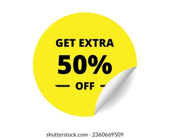 Get Extra 50% off Sale. 50 Percent circle sticker banner, badge symbol vector illustration