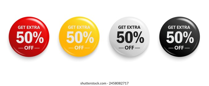 Get Extra 50% off sign. Discount offer price sign. Discount tag for shopping, marketing, advertisement, banner and web. Vector illustration.