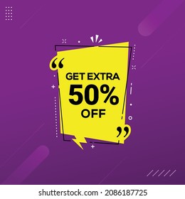 Get Extra 50 percent off sale discount offer Price banner