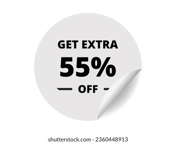 Get Extra 55% off Sale. 55 Percent circle sticker banner, badge symbol vector illustration