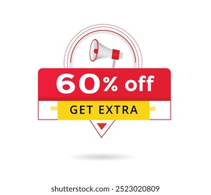 Get extra 60 percent off banner vector graphic element. Offer Advertising symbol.