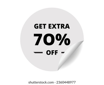 Obtén un 70% extra de la venta. Banner de pegatina de círculo 70 por ciento, símbolo de insignia ilustración vectorial