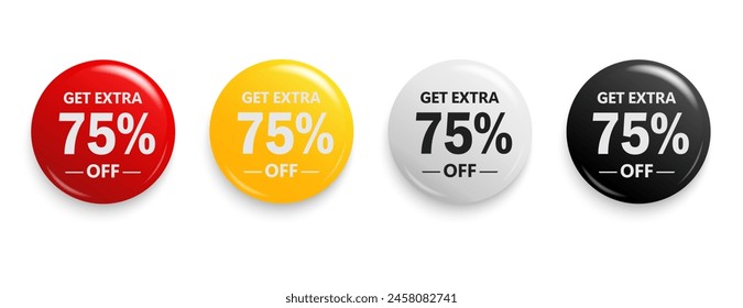 Erhalten Sie zusätzliche 75% Rabatt. Preis-Schild für Rabattangebot. Rabattmarke für Shopping, Marketing, Werbung, Banner und Web. Vektorillustration.
