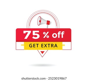 Get extra 75 percent off banner vector graphic element. Offer Advertising symbol.