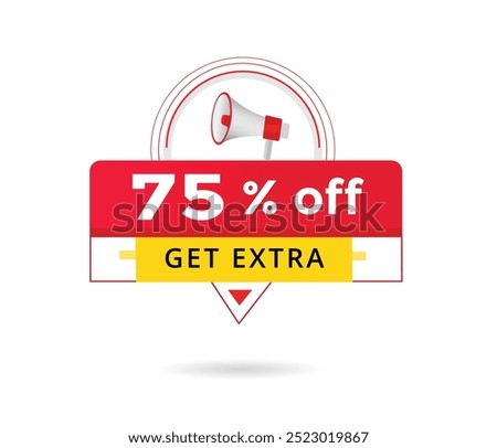 Get extra 75 percent off banner vector graphic element. Offer Advertising symbol.