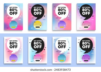 Get Extra 80 percent off Sale. Poster frame with quote. Discount offer price sign. Special offer symbol. Save 80 percentages. Extra discount flyer message with comma. Vector