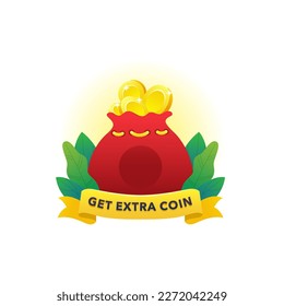 Get extra coin promo illustration element design for marketing promotion