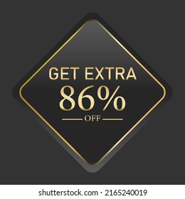get extra luxury banner. Golden text on black square label frame. Dark  background. Vector illustration. special discount