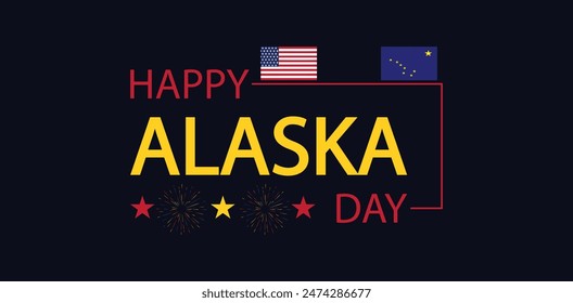 Obtener festivo con Alaska Day Texto e ilustración de la bandera