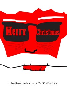 Get festive with our vector poster! Cool Santa in sunglasses and Christmas congrats. Charismatic design for joyful celebrations