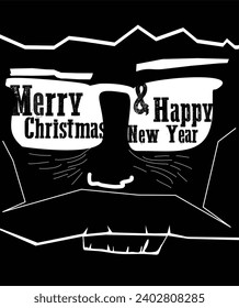 Get festive with our vector poster! Cool Santa in sunglasses and Christmas congrats. Charismatic design for joyful celebrations