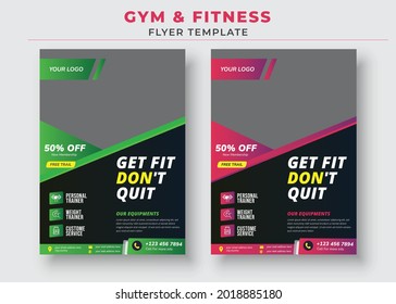 Get fit dont quit gym flyer, Gym Fitness Flyer Template