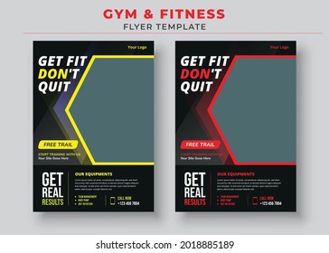 Get fit dont quit gym flyer, Gym Fitness Flyer Template