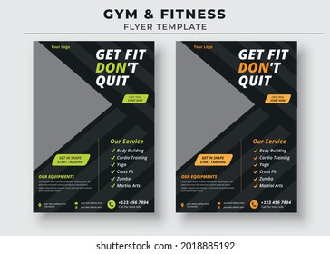 Get fit dont quit gym flyer, Gym Fitness Flyer Template