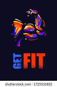 Get Fit. Inspiring Sport Workout Typography Quote Banner On Textured Background. Gym Motivation Print