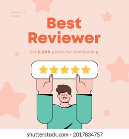 Get A Five-star Rating. Review Event. Shopping Event. Vector Illustration.