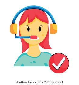 Get flat icon of customer representative 
