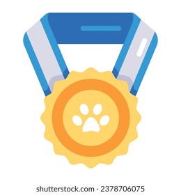 Get a flat icon of dog medal 