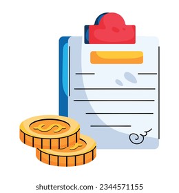 Obtener un icono plano del contrato de pago 