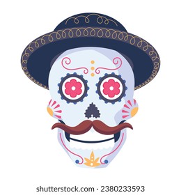 Get a flat icon showing skull mask 