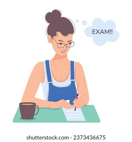Get a flat illustration of exam preparation