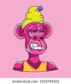 Get a flat illustration of monkey beanie