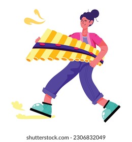 Get a flat illustration of pan flutist
