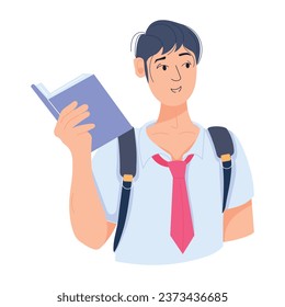 Get a flat illustration of school boy 