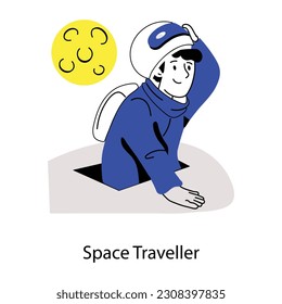 Get a flat illustration of space traveller 