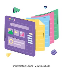Get a flat illustration of website layers 