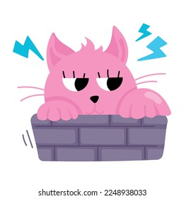 Get a flat sticker of angry cat 