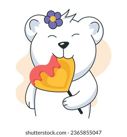 Get flat sticker of bear lollipop 