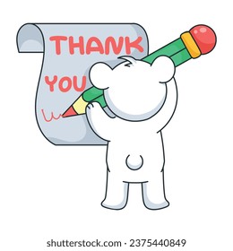 Get a flat sticker of bear writing thanksgiving note 