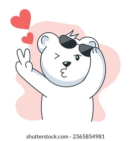 Get flat sticker of cool bear 