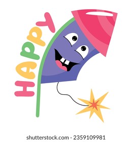 Get a flat sticker of happy 