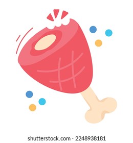 Get a flat sticker icon of ham 