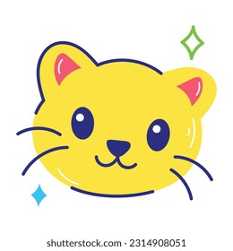 Get a flat sticker of kitten face 