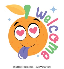 Get flat sticker of welcome emoji 